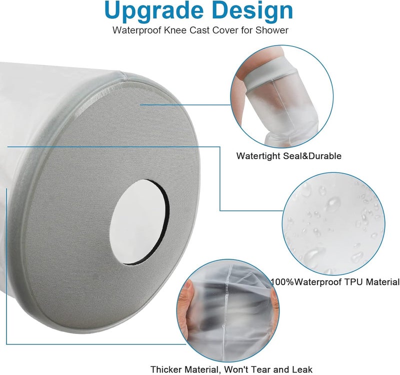 Qinaoco Waterproof Knee Cast Cover for Shower Extra Large, Knee Shower Cover post surgery, Knee Surgery Shower Cover, Knee Wound Covers for Showering, Acl Surgery Recovery Must Haves Plus Size - Image 2